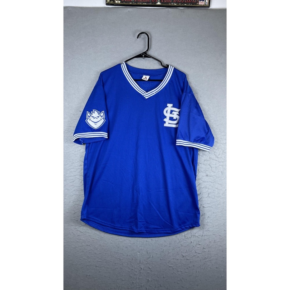 St. Louis Billikens Jersey Mens 2XL Blue NCAA Baseball Cardinals Fox Midwest